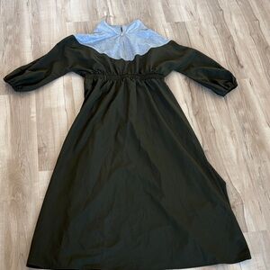 SHEIN Green and Gray Long Sleeve Dress